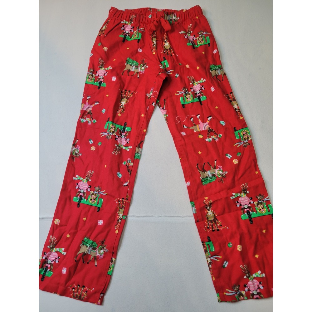 Old Navy Reindeer Motorcycle Pajama Pants Red Christmas Holiday XS 2425